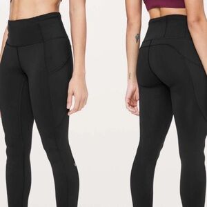 Lululemon Fast and Free Crop II Black 6 Nulux Leggings Pockets 19” size 6